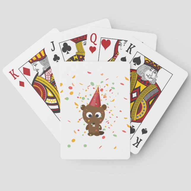 Niedlich Confetti Party Beaver Spielkarten (Rückseite)