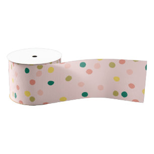 Niedlich Confetti Polka Dots Muster Pink Grün Ripsband