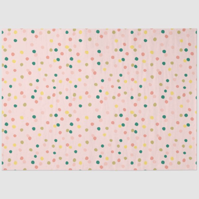 Niedlich Confetti Polka Dots Muster Rosa Grün Seidenpapier (Vorderseite)