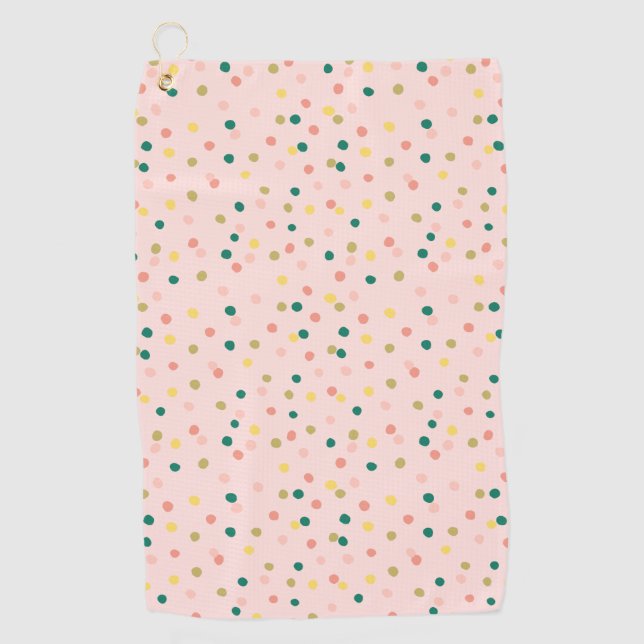 Niedlich Confetti Polka Dots Muster Schwarz Grün Golfhandtuch (Vorderseite)