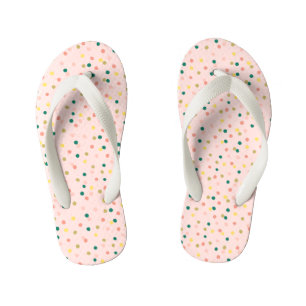 Niedlich Confetti Polka Dots Muster Schwarz Grün Kinderbadesandalen