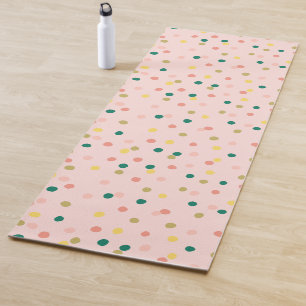 Niedlich Confetti Polka Dots Muster Schwarz Grün Yogamatte