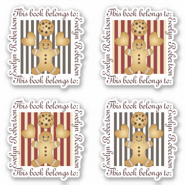 Niedlich Cookie Gingerbread Man Buchzeichen Aufkleber (Vorderseite)