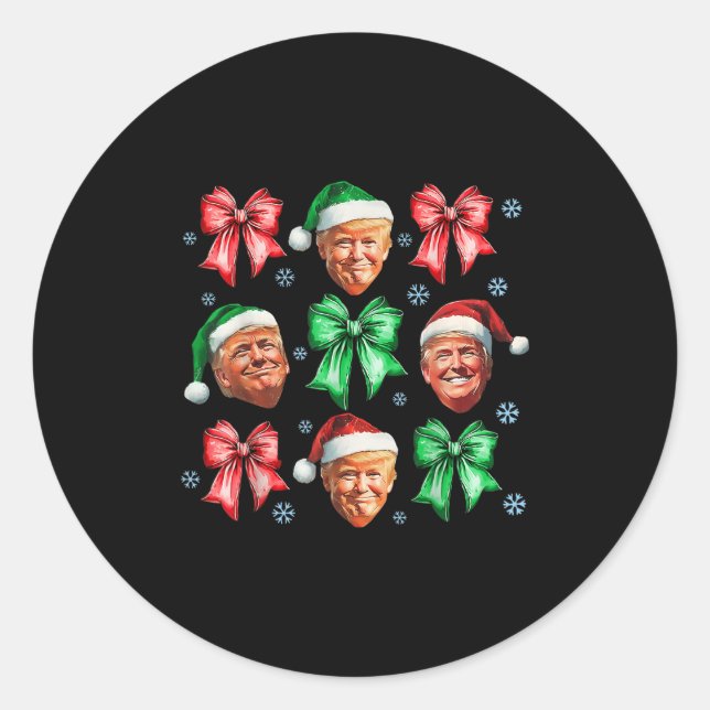 Niedlich Coquette Bow Christmas Donald Trump 2024  Runder Aufkleber (Vorderseite)