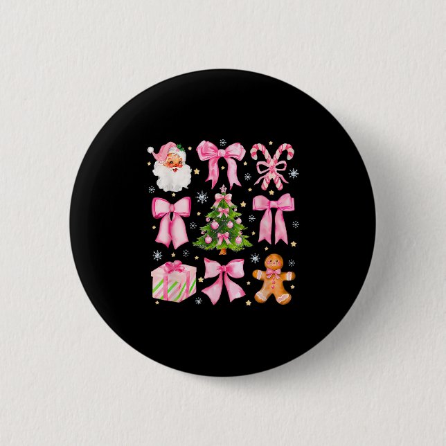 Niedlich Coquette Bow Nk Weihnachtsbaum Santa Ging Button (Vorderseite)