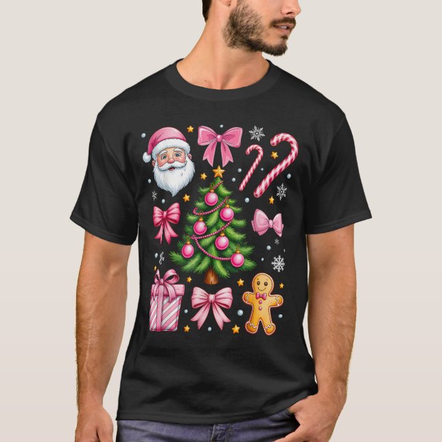 Niedlich Coquette Bow Nk Weihnachtsbaum Santa Ging T-Shirt (Vorderseite)