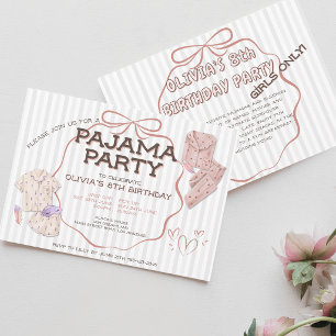 Niedlich Coquette Bow Pajama gestreift Party Gebur Einladung