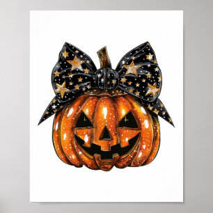 Niedlich Coquette Bow Pumpkin Halloween Women Spoo Poster
