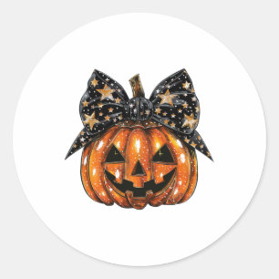 Niedlich Coquette Bow Pumpkin Halloween Women Spoo Runder Aufkleber