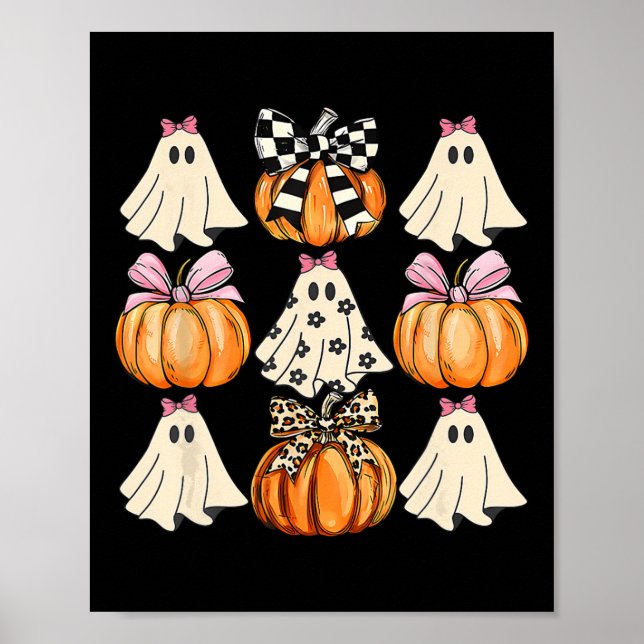 Niedlich Coquette Bows Ghost Pumpkin Saison Hallow Poster (Vorne)