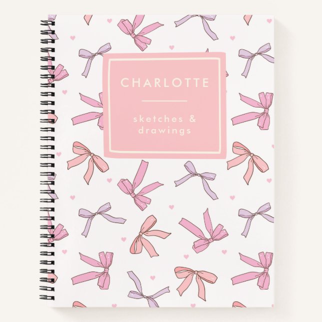 Niedlich Coquette Bows Pink Personalisiert Sketchb Notizbuch (Vorderseite)