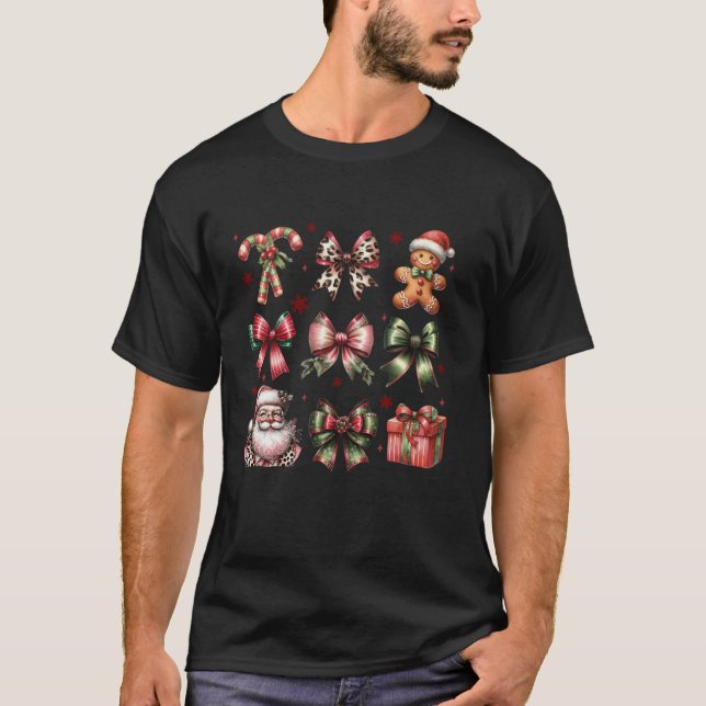 Niedlich Coquette Christmas Girly Bow Gingerbread  T-Shirt (Vorderseite)