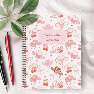 Niedlich Coquette Cowgirl Hat Cherry Bow Monogram Notizbuch