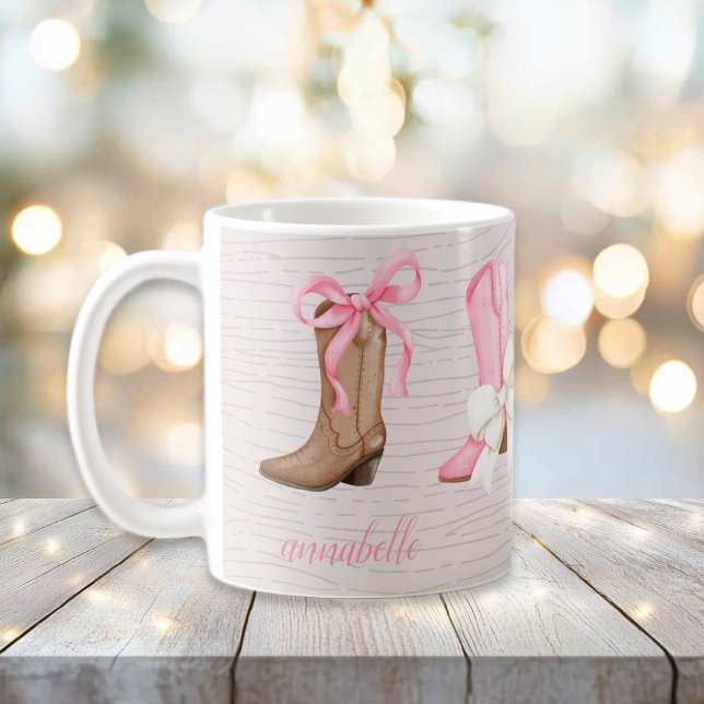 Niedlich Coquette Cowgirl Stiefel Personalisiert Kaffeetasse (Cute Coquette Cowgirl Boots Personalized Coffee Mug)