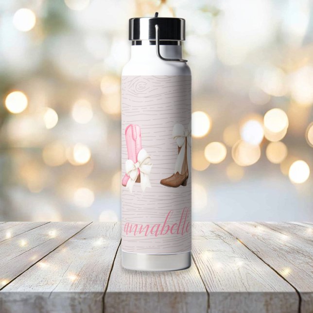 Niedlich Coquette Cowgirl Stiefel Personalisiert Trinkflasche (Cute Coquette Cowgirl Boots Personalized Water Bottle)