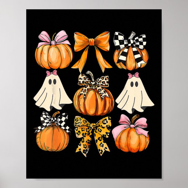 Niedlich Coquette Ghost Pink Coquette Bows Pumpkin Poster (Vorne)
