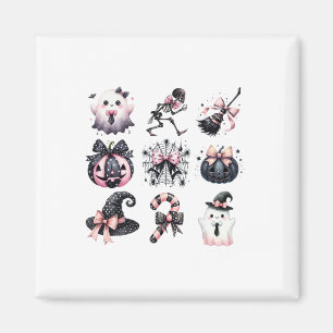 Niedlich Coquette Halloween Bows Black Pink Hallow Magnet
