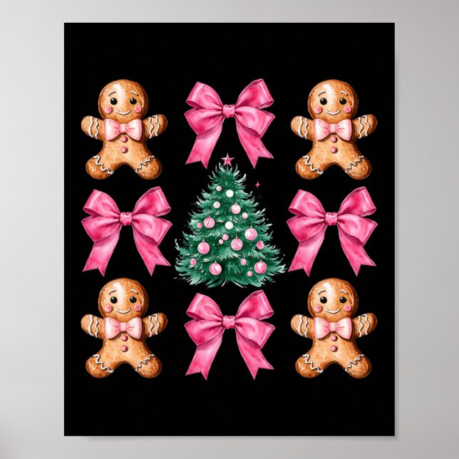 Niedlich Coquette Pink Bow Xmas Gingerbread Mann C Poster (Vorne)
