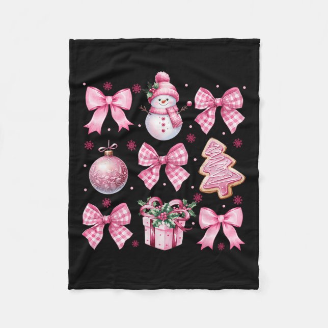 Niedlich Coquette Weihnachten Pink Bows Santa Ging Fleecedecke (Vorderseite)