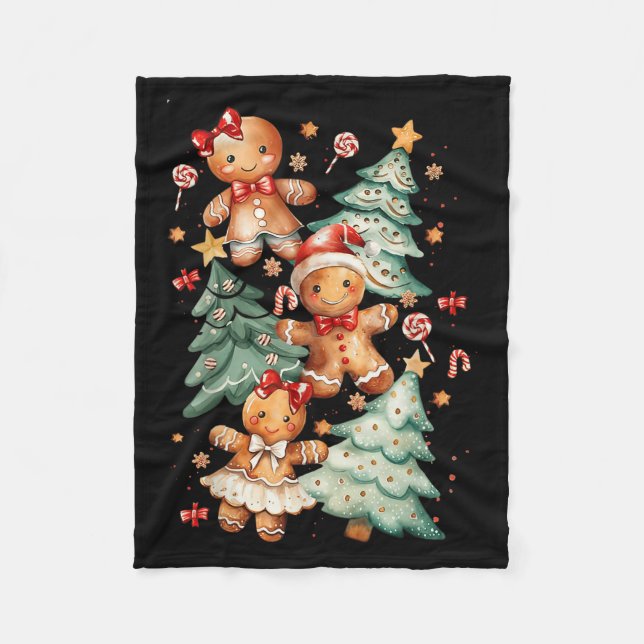 Niedlich Coquette Xmas Gingerbrei Mann Bow Weihnac Fleecedecke (Vorderseite)