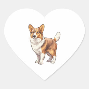 Niedlich Corgi Dog Herz-Aufkleber