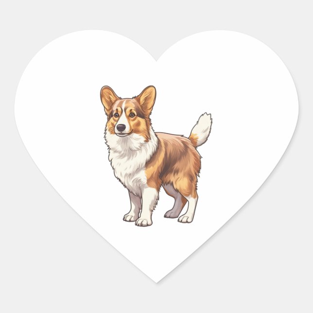 Niedlich Corgi Dog Herz-Aufkleber (Vorderseite)