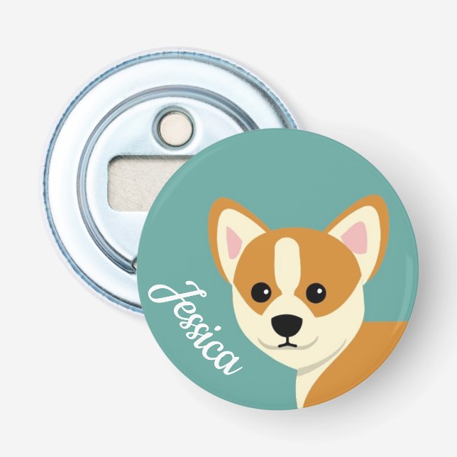 Niedlich Corgi Dog Lover Personalisiert Flaschenöffner (Vorderseite)