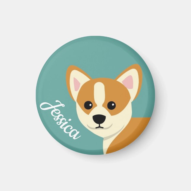 Niedlich Corgi Dog Lover Personalisiert Magnet (Vorne)