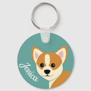 Niedlich Corgi Dog Lover Personalisiert Schlüsselanhänger