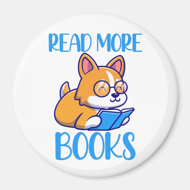 Niedlich Corgi Dog Reading Magnet (Vorne)