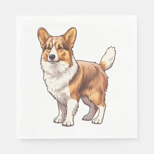 Niedlich Corgi Dog Serviette (Vorderseite)