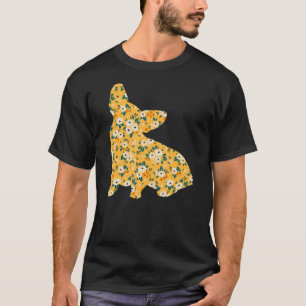 Niedlich Corgi Eigentümer Blume Floral Silhouette  T-Shirt