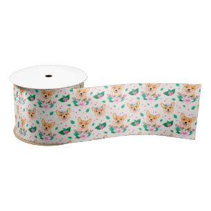 Niedlich Corgi Floral Ribbon Satinband