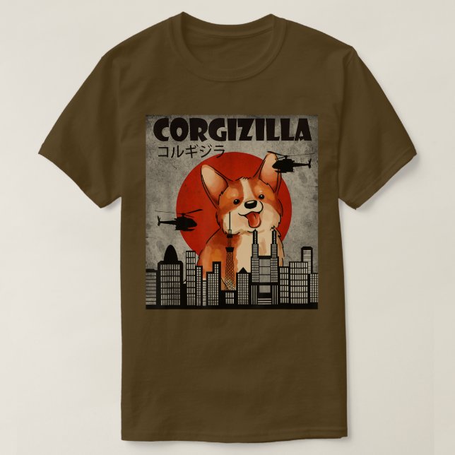 Niedlich Corgi , Funny CorgiZilla , japanischer St T-Shirt (Design vorne)