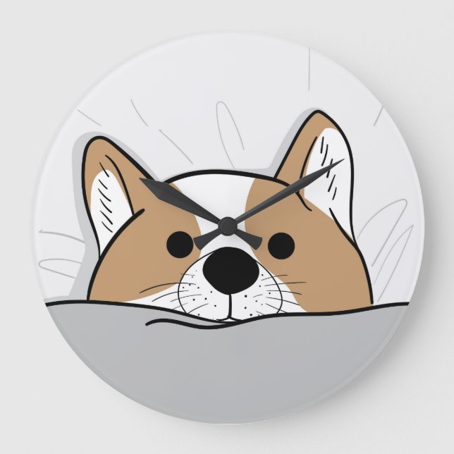 Niedlich Corgi Große Wanduhr (Vorderseite)