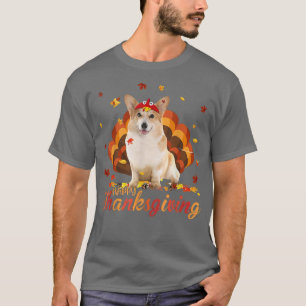 Niedlich Corgi Happy Thanksgiving Türkei Dog Crisp T-Shirt