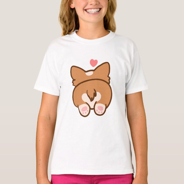 Niedlich Corgi Hintern Shirt (Vorderseite)