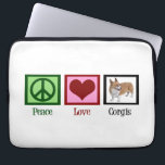 Niedlich Corgi Laptopschutzhülle<br><div class="desc">Ein Friedensschild,  ein Herz und ein niedlicher,  pembrauner Korgi.</div>