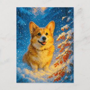 Niedlich Corgi Merry Happy Christmas Tree Postcard Postkarte