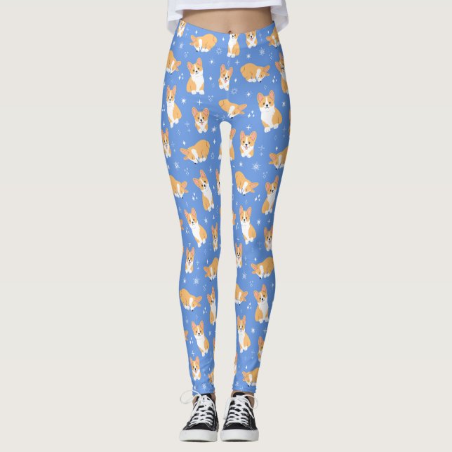 Niedlich Corgi Muster Leggings (Vorderseite)