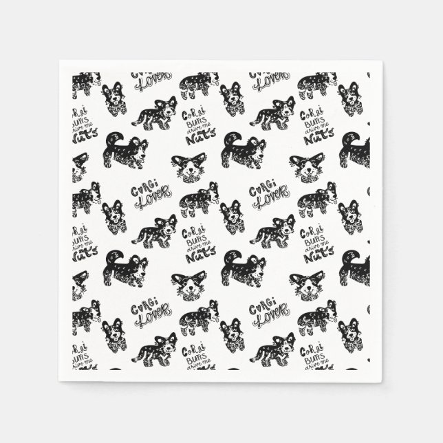 Niedlich Corgi Muster Serviette (Vorderseite)