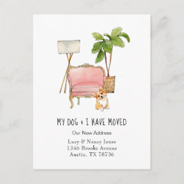 Niedlich Corgi 'My dog & I move' Postcard Postkarte