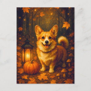 Niedlich Corgi Pumpkin Happy Thanksgiving Postcard Postkarte