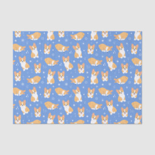 Niedlich Corgi Puppy Dog Blue Seidenpapier