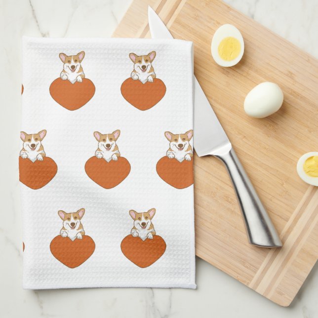 Niedlich Corgi Puppy Dog Geschirrtuch (Viertel Falte)