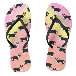 Niedlich-Corgi-Rosa-Orange Flip Flops