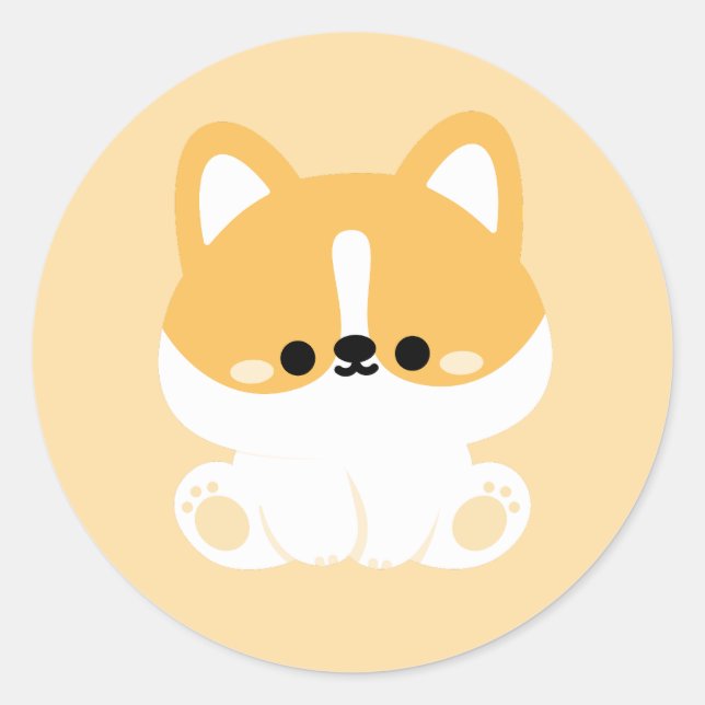 Niedlich Corgi Runder Aufkleber (Vorderseite)
