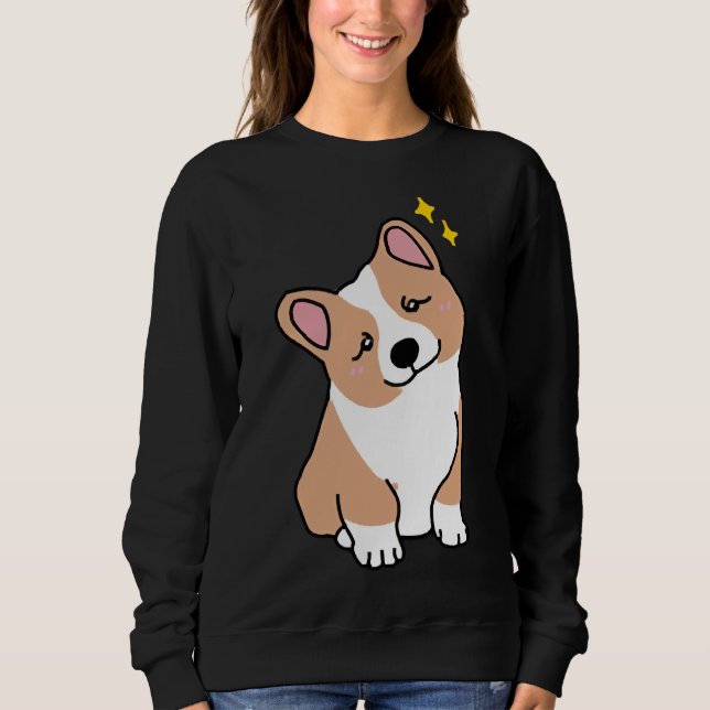 Niedlich Corgi Smiling Dog Sweatshirt (Vorderseite)