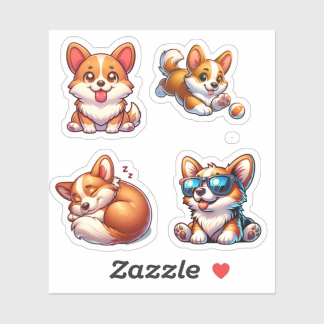 Niedlich Corgi Sticker Pack (Blatt)