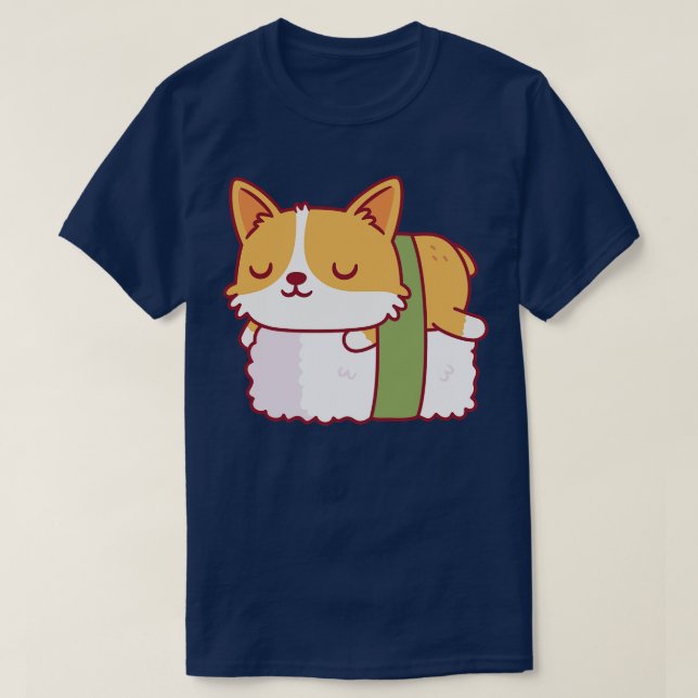 Niedlich Corgi Sushi Doodle T-Shirt (Design vorne)